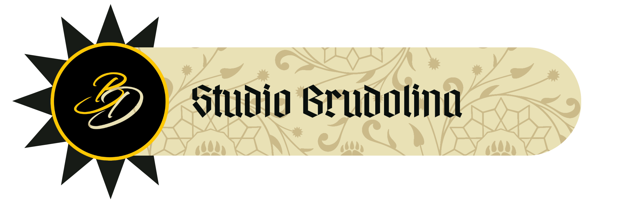Studio Brudolina – baner gościa RawiKonu z logo studia: złote litery BD w żółtym okręgu