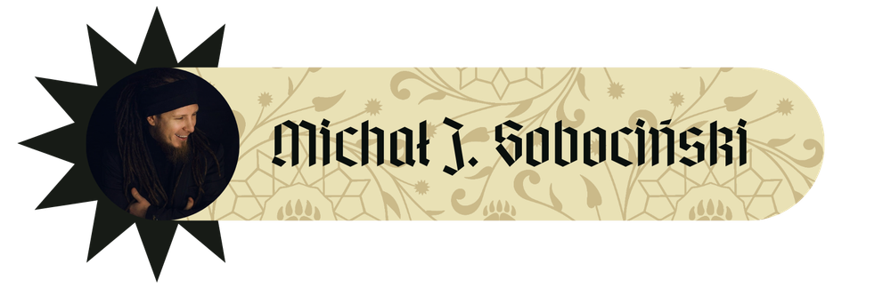 Michał J. Sobociński – baner gościa RawiKonu ze zdjęciem portretowym uśmiechniętego mężczyzny z dredami