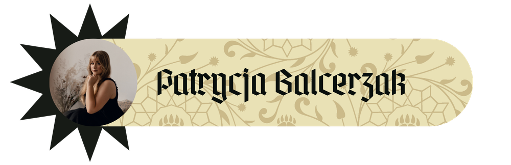 Patrycja Balcerzak – baner gościa RawiKonu ze zdjęciem portretowym kobiety w czarnej sukience